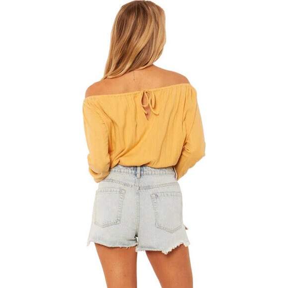 Amuse Society VILLAGE LONG SLEEVE KNIT BODYSUIT Size S M Mustard Yellow - Picture 2 of 8